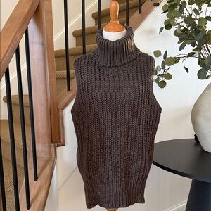 H&M Chunky Sleeveless Women's Turtleneck Sweater – Charcoal Gray (RN 101255, XS)